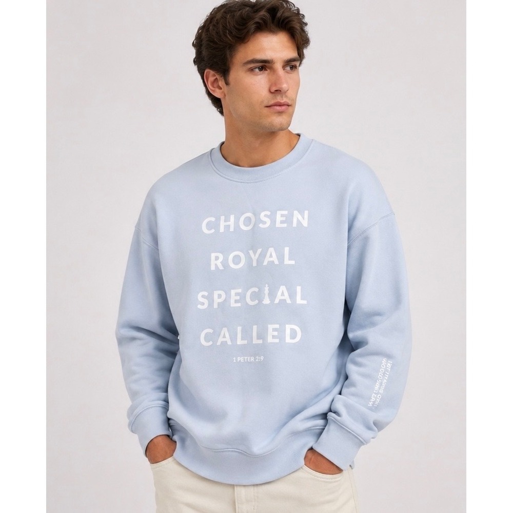 AS Colour Relax Crewneck Sweatshirt Light Blue Chosen Royal 1 Peter 2:9 Large